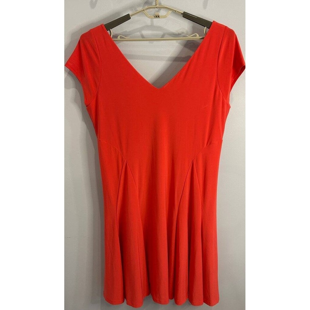 Lauren Ralph Lauren Double V Neck Stretch Coral Pink Short Sleeve Dress Size XL